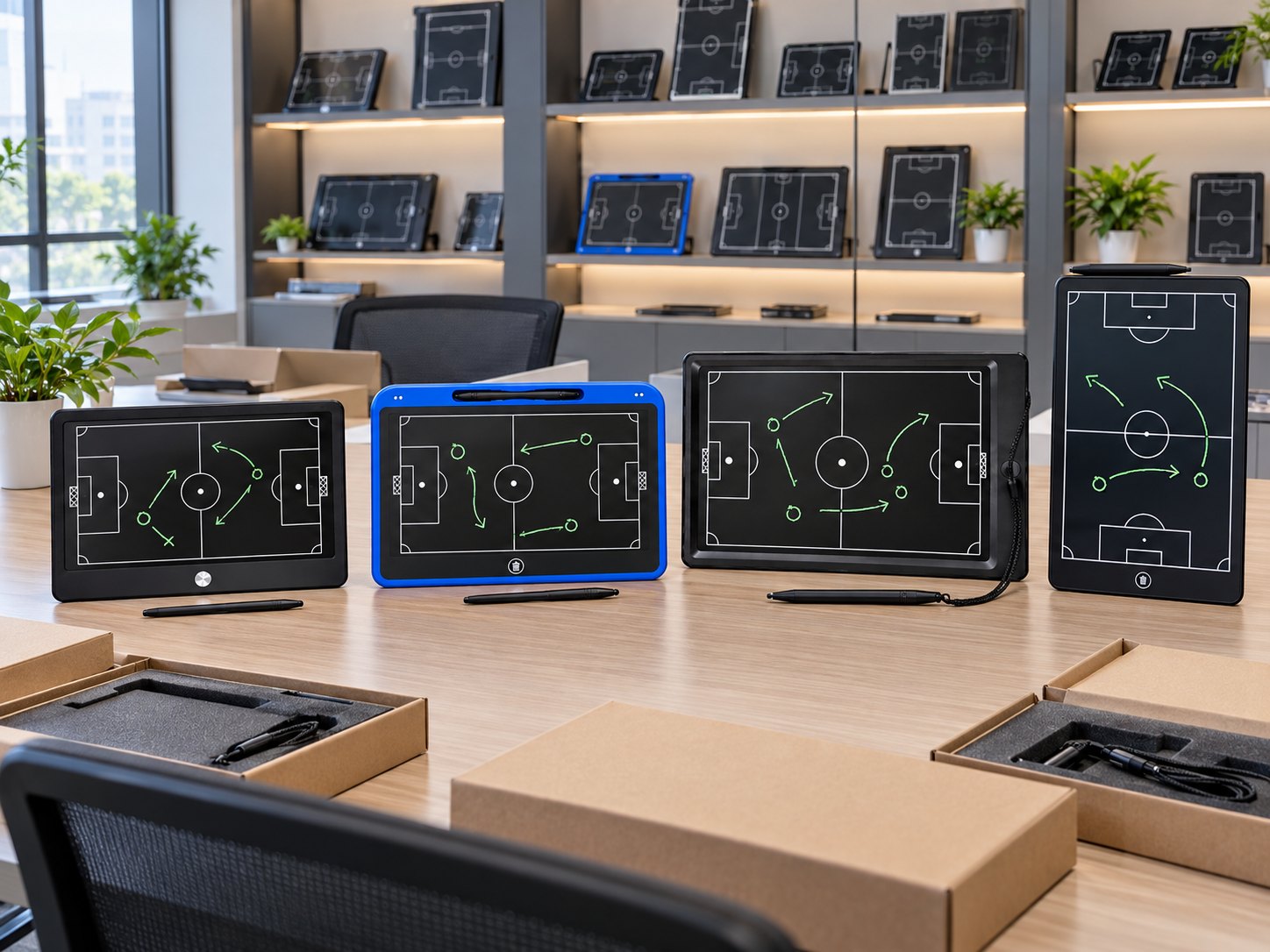 Sample room showing four LCD tactical board models